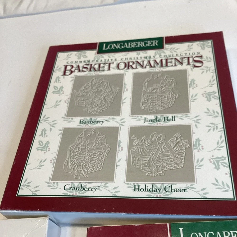 longaberger lot of 3 boxes of 4 basket ornaments new christmas design